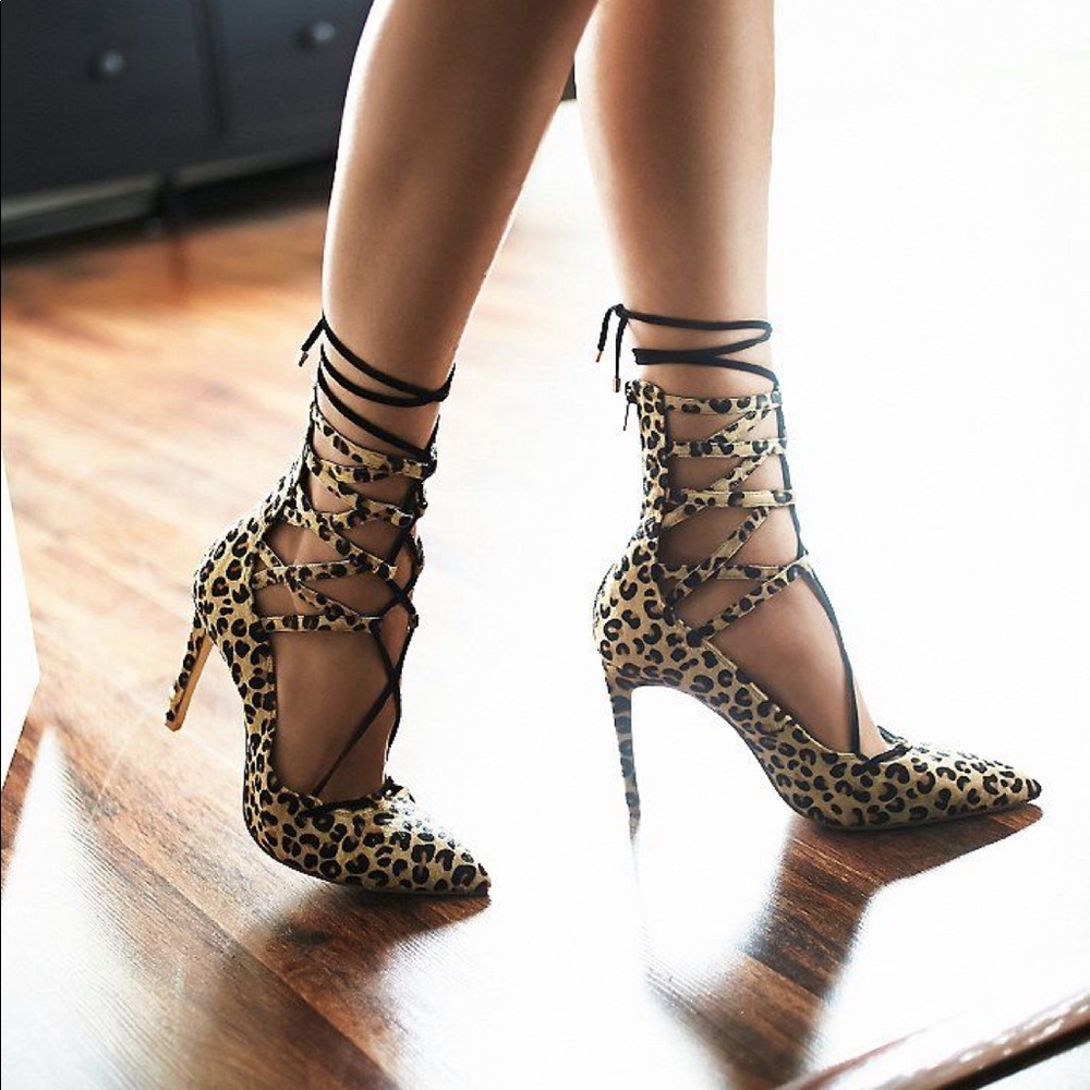 Jeffrey Campbell X Free People Leopard Hierro Lace-up Heel Size 10